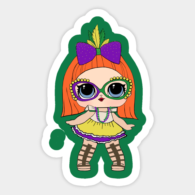 Mardi Gras Princess Red Head Sticker by BrinsCastle